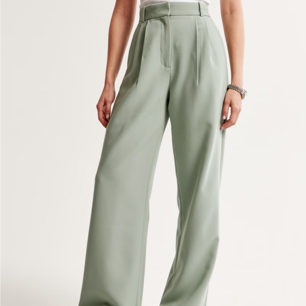 Abercrombie & Fitch Sage Green Wide-Leg Pants